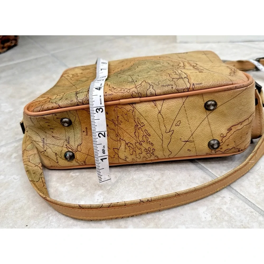 VTG Allen Edward World Map Crossbody Purse Travel Atlas Print Bag Boho 10x7x3 - Picture 5 of 12